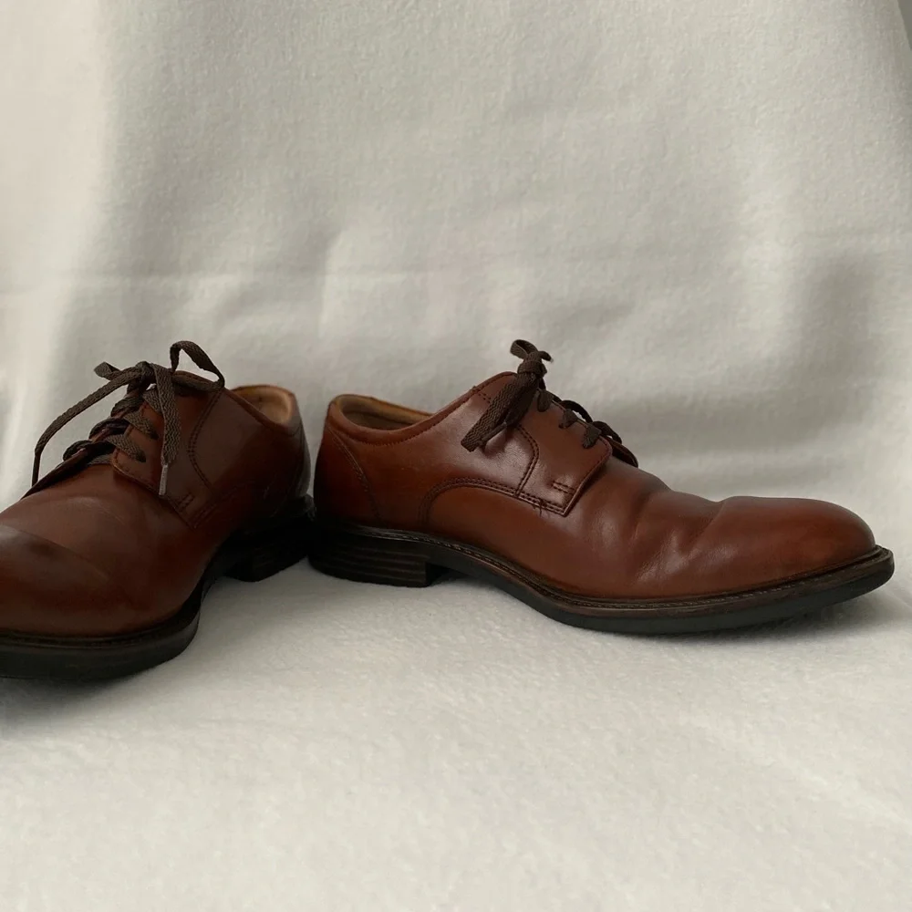 Johnston & Murphy Size 8 1/2 Mens Brown Leather Plain Toe Lace up Oxford